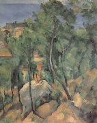 Paul Cezanne Boulders,Pine trees and sea at l-estaque France oil painting artist
